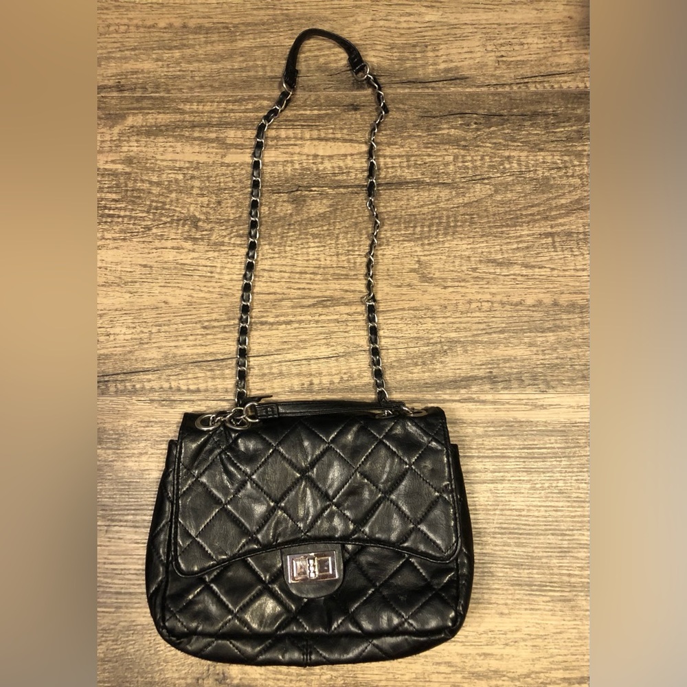 Black Faux Leather Bag